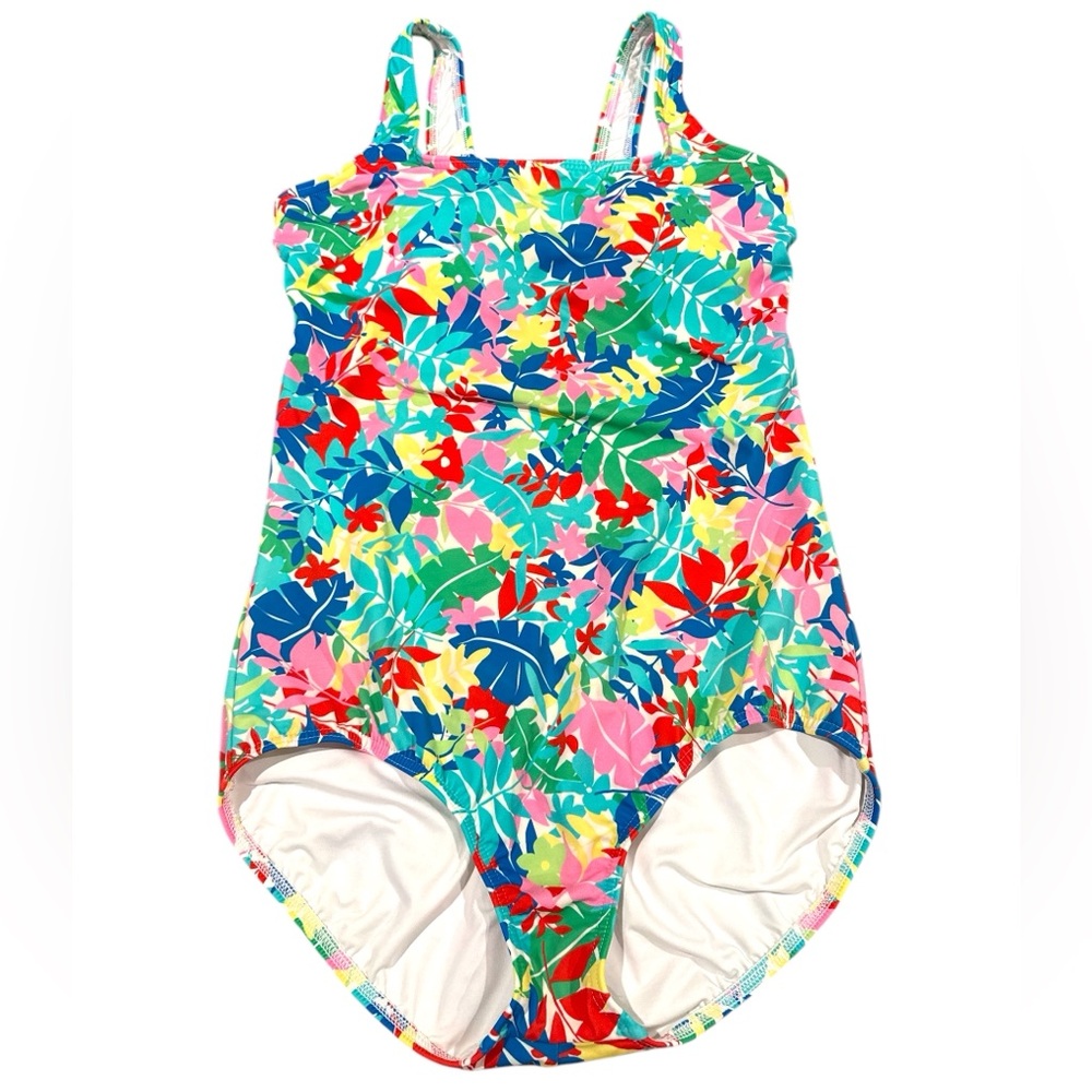 Lands End Womens Tugless Low Leg One Piece Swimsuit, EUC, Size-14L